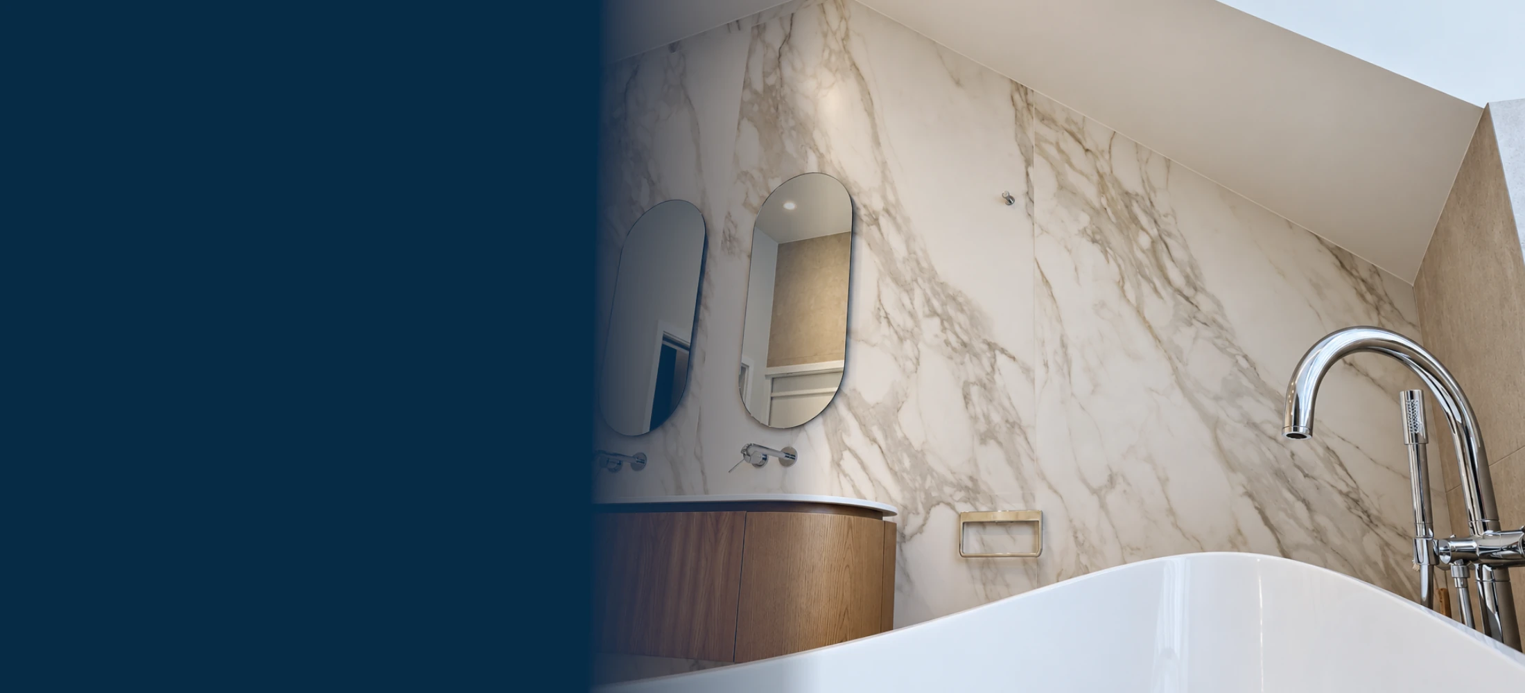 Bathroom with freestanding bath in the completed home